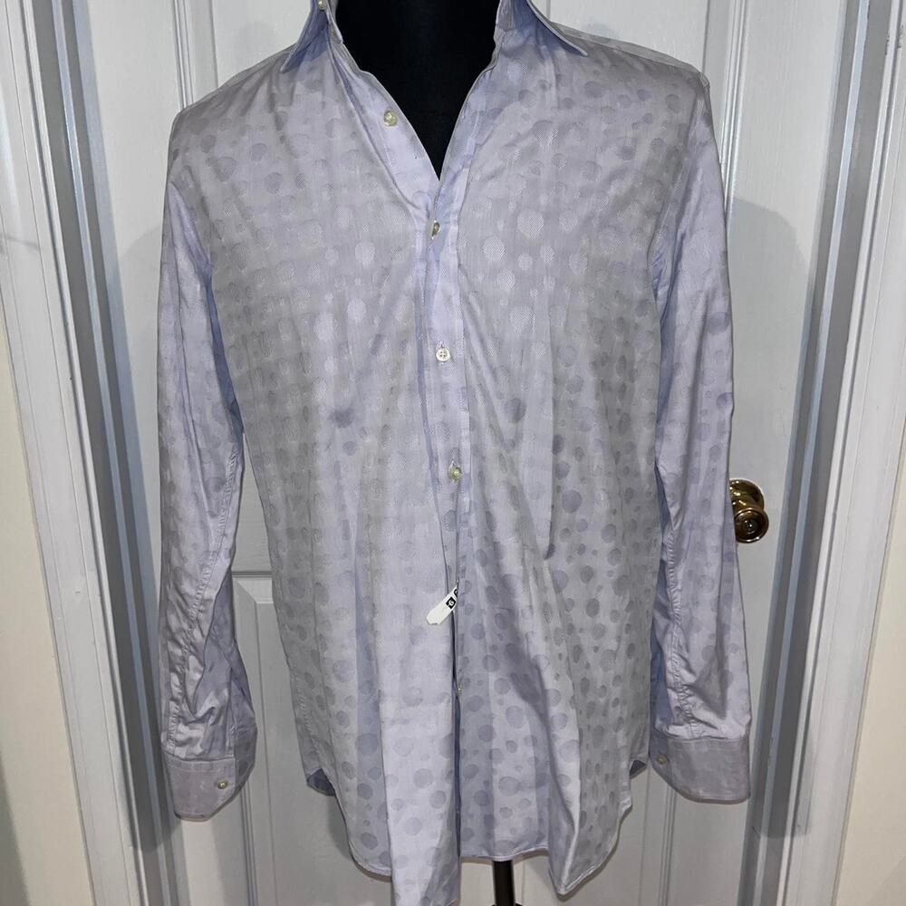 Etro Milano Light Blue Patterned Dress Shirt Size 40 Made In Italy